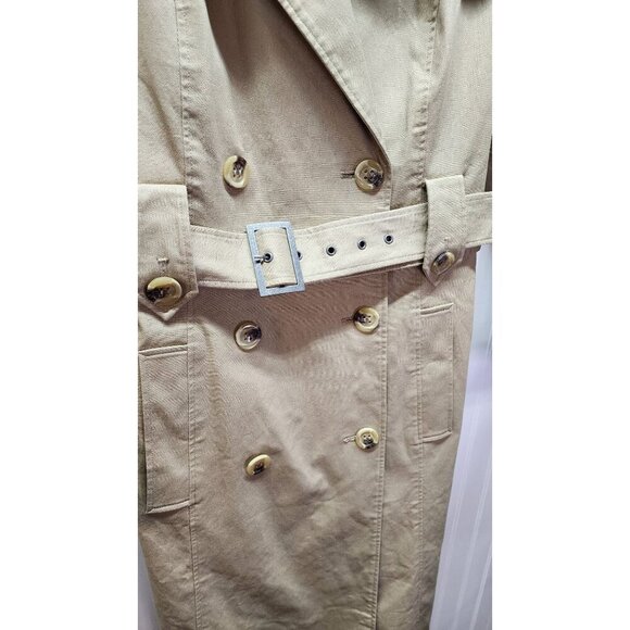 ASOS Beige Trench Coat With Belted Waist & Double-Breasted Button Closure - Picture 10 of 13